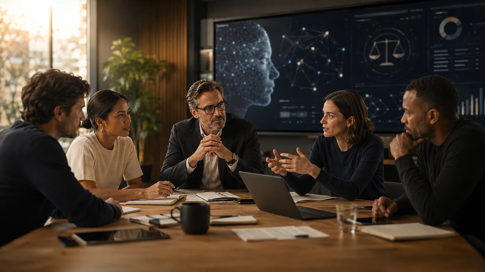 Executive team discussing responsible AI, governance and accountability.